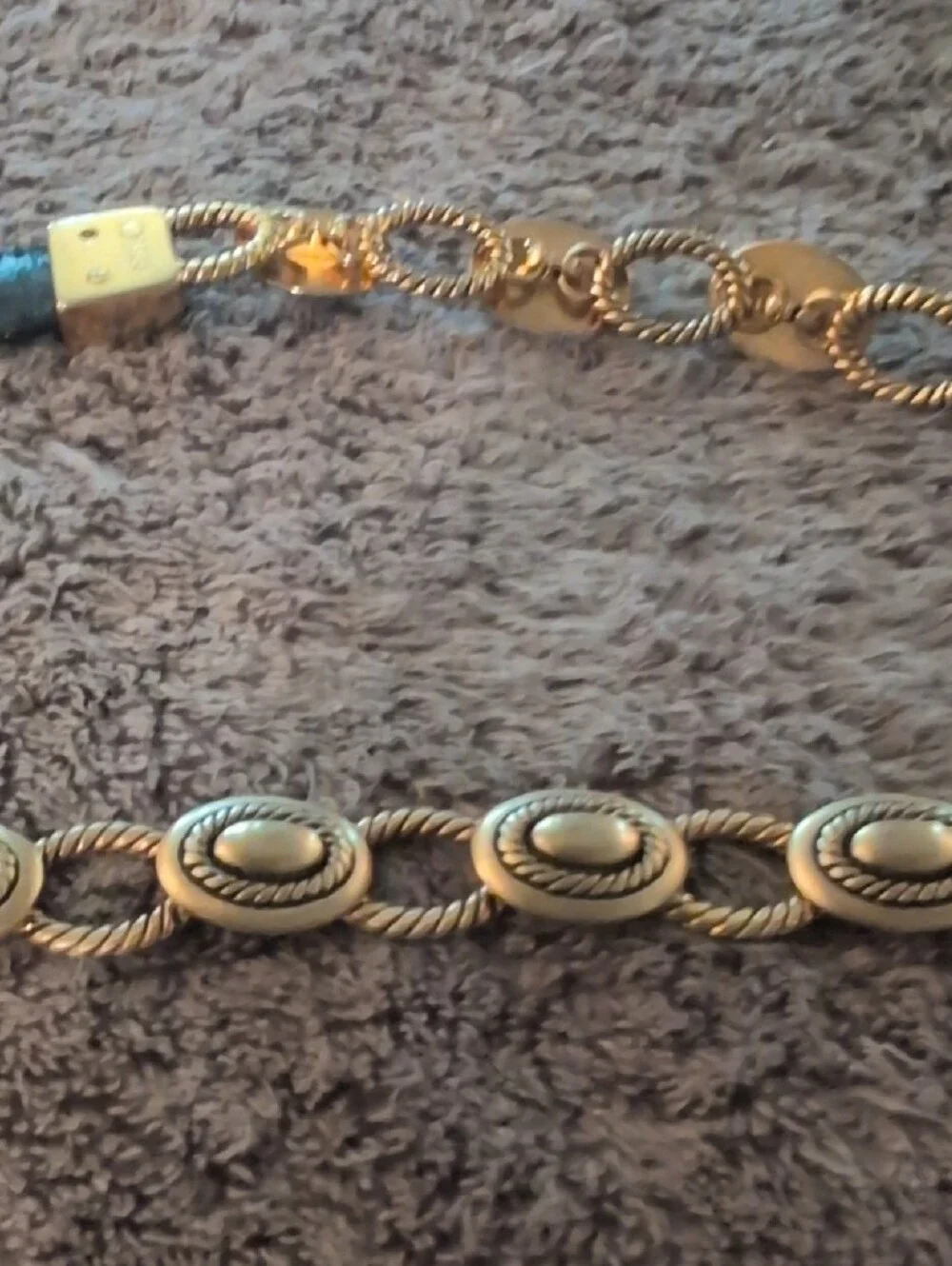 Vintage Brighton Black Leather Belt with Gold Chain-Link Accents